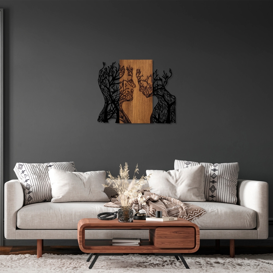 Seinäkoriste 70x58 cm elämän puut puu/metalli
