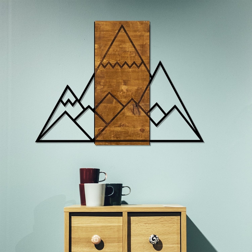 Seinäkoriste 78x58 cm vuoret puu/metalli