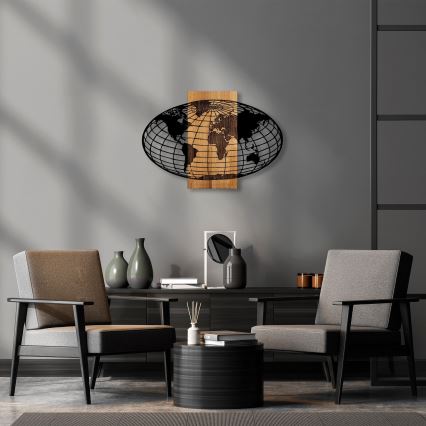 Seinäkoriste 87x58 cm maapallo puu/metalli
