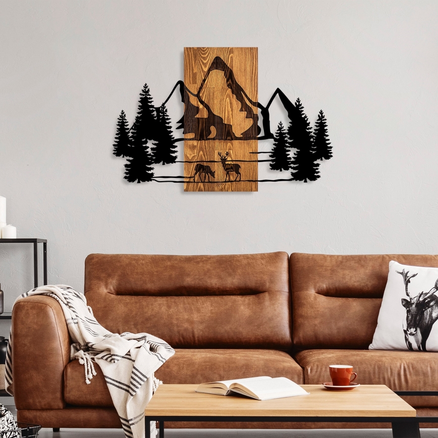 Seinäkoriste 88x57 cm vuoret puu/metalli