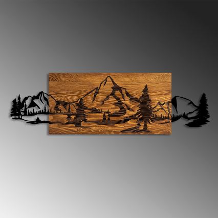 Seinäkoriste 93x29 cm vuoret puu/metalli