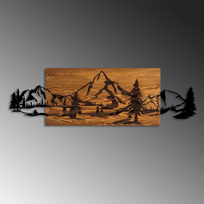 Seinäkoriste 93x29 cm vuoret puu/metalli