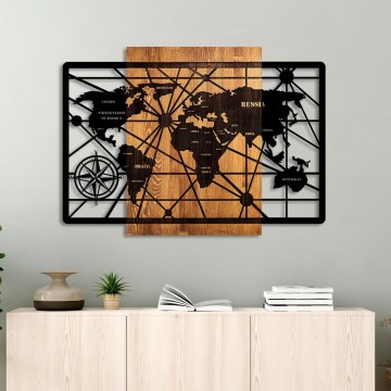 Seinäkoriste 96x70 cm kartta puu/metalli