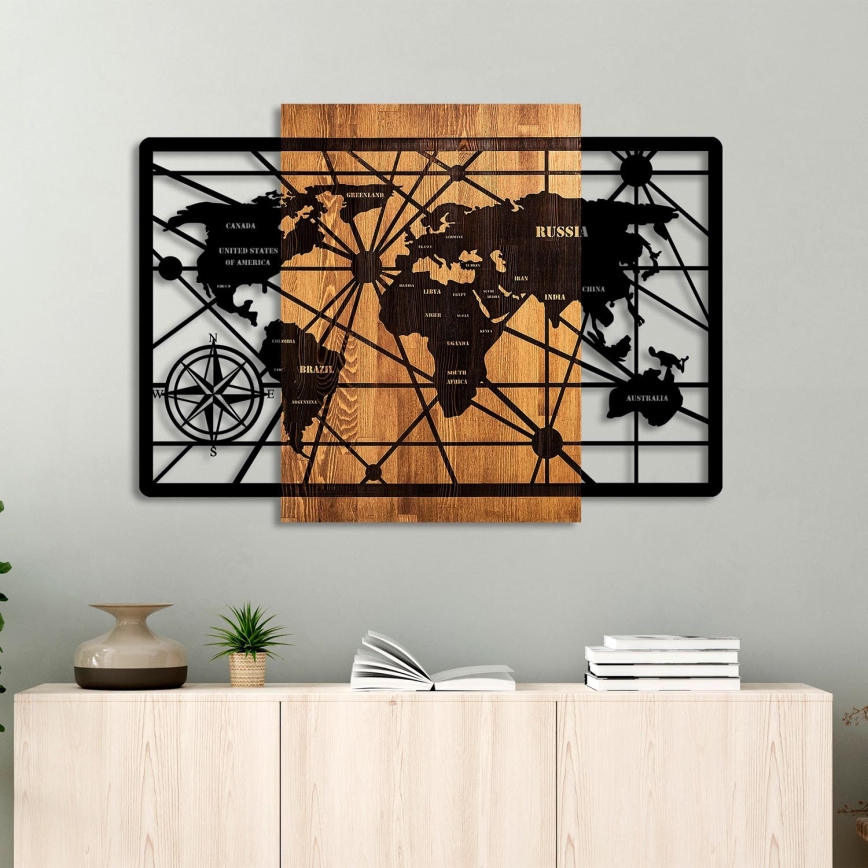 Seinäkoriste 96x70 cm kartta puu/metalli