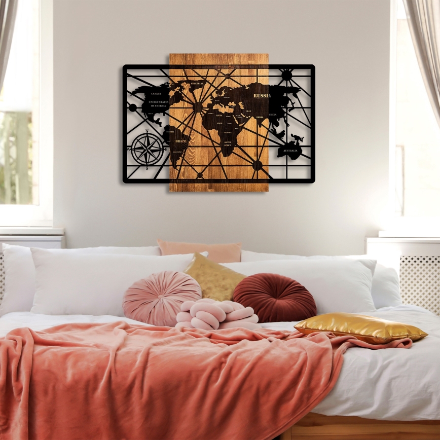 Seinäkoriste 96x70 cm kartta puu/metalli