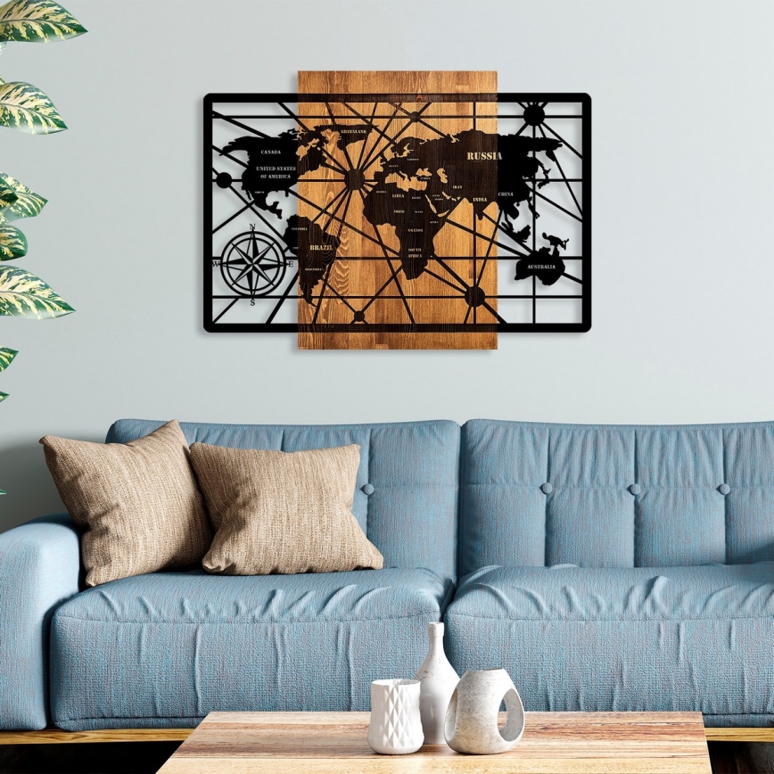 Seinäkoriste 96x70 cm kartta puu/metalli