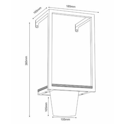 Seinäkukkaruukku 38x18 cm musta