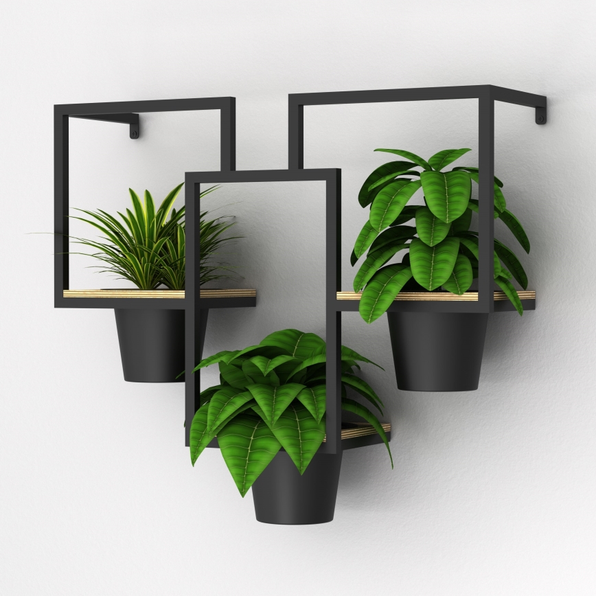 Seinäkukkaruukku 46x53 cm musta