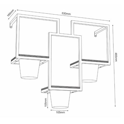 Seinäkukkaruukku 46x53 cm musta