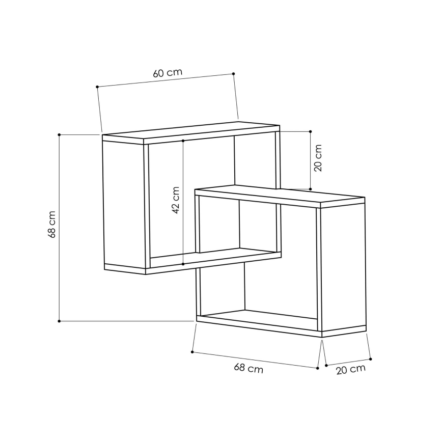 Seinäkulmahylly RING 68x68 cm valkoinen/antrasiitti