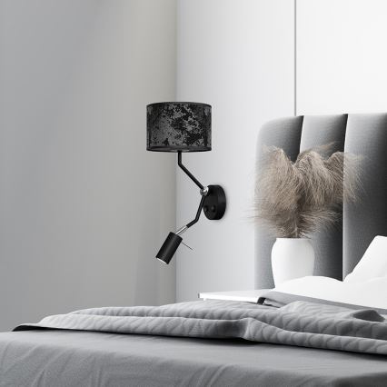 Seinälamppu SATINO 1xE27/40W/230V + 1xGU10/MR11/7W musta/harmaa