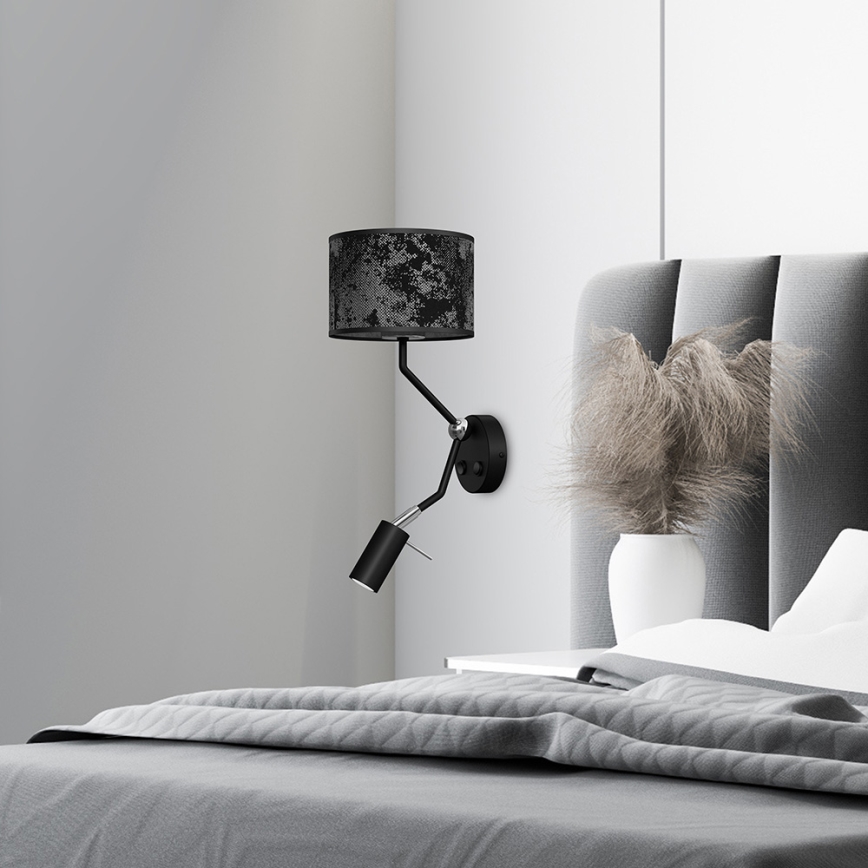 Seinälamppu SATINO 1xE27/40W/230V + 1xGU10/MR11/7W musta/harmaa