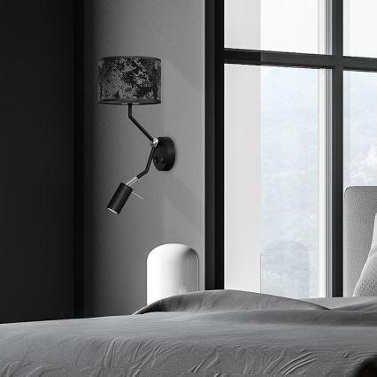 Seinälamppu SATINO 1xE27/40W/230V + 1xGU10/MR11/7W musta/harmaa