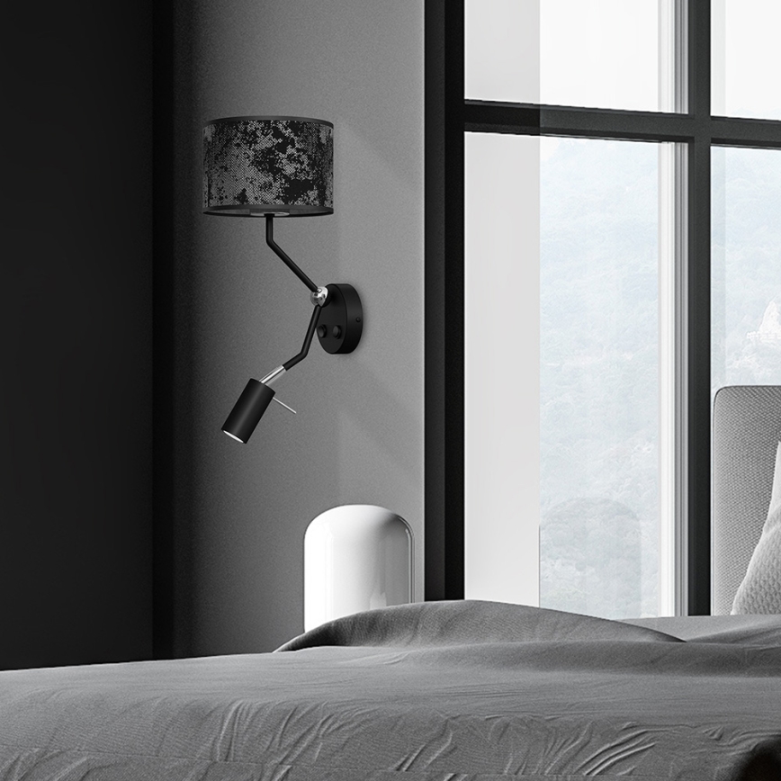 Seinälamppu SATINO 1xE27/40W/230V + 1xGU10/MR11/7W musta/harmaa