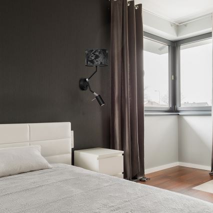 Seinälamppu SATINO 1xE27/40W/230V + 1xGU10/MR11/7W musta/harmaa