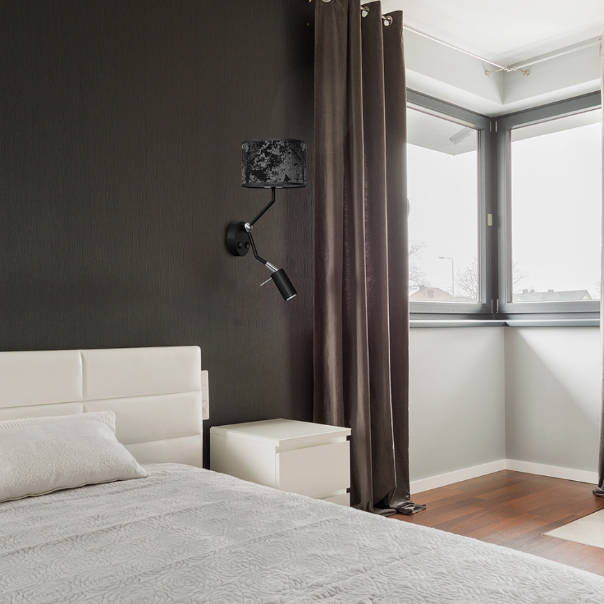 Seinälamppu SATINO 1xE27/40W/230V + 1xGU10/MR11/7W musta/harmaa