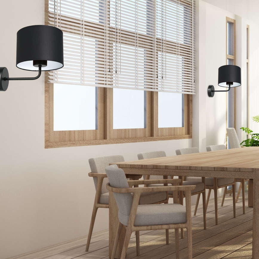 Seinävalaisin ARDEN 1xE27/60W/230V musta/valkoinen