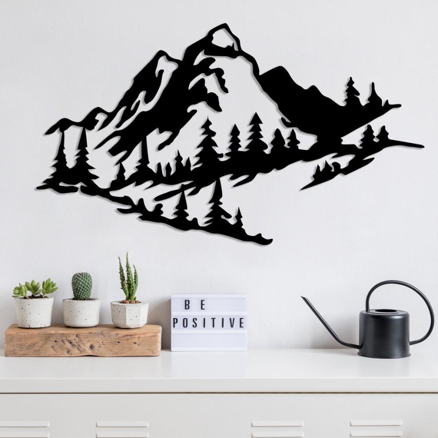 Seinälle tarkoitettu koriste 40x70 cm vuoret metalli