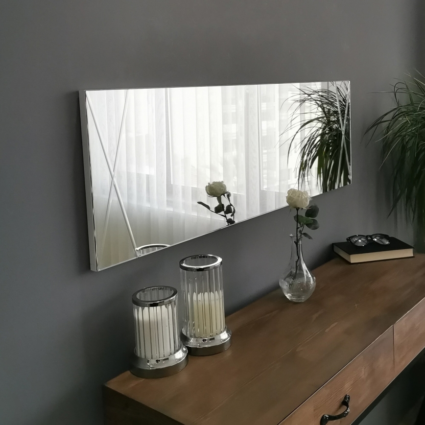 Seinäpeili 105x35 cm hopea