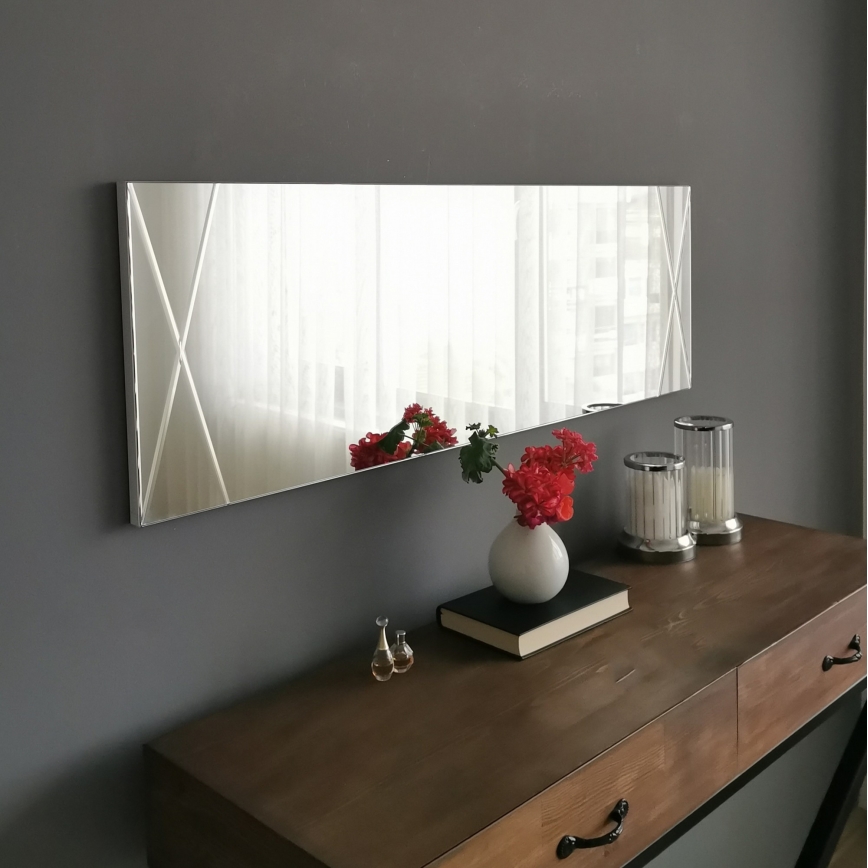 Seinäpeili 105x35 cm hopea