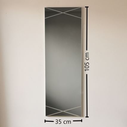 Seinäpeili 105x35 cm hopea