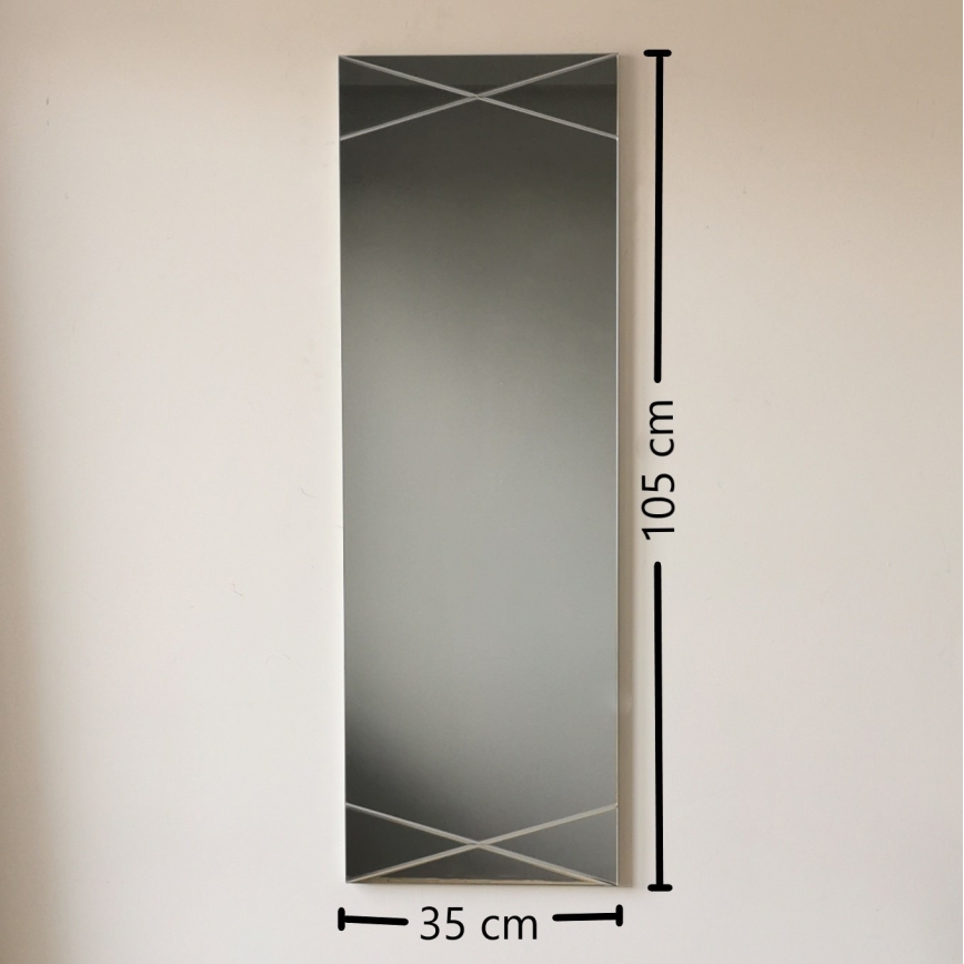 Seinäpeili 105x35 cm hopea