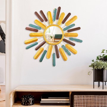 Seinäpeili AURINKO halkaisija 75 cm keltainen