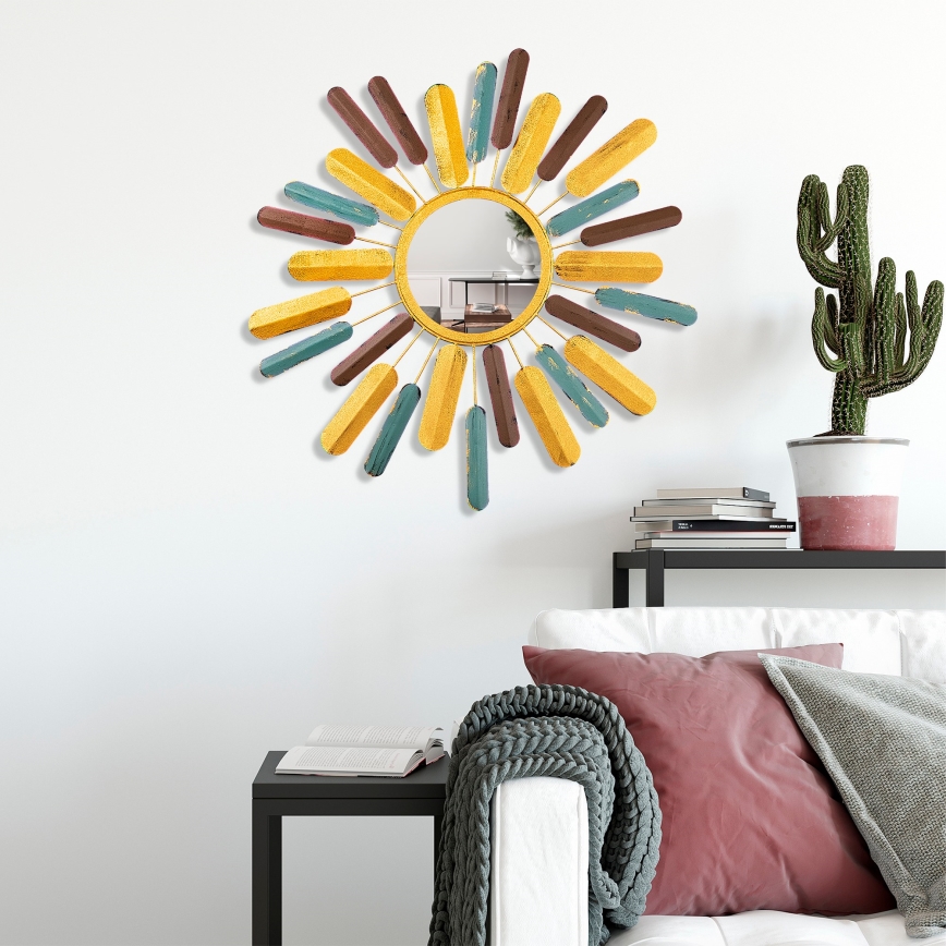 Seinäpeili AURINKO halkaisija 75 cm keltainen