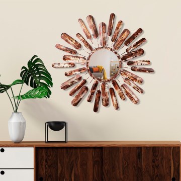 Seinäpeili AURINKO halkaisija 75 cm ruskea