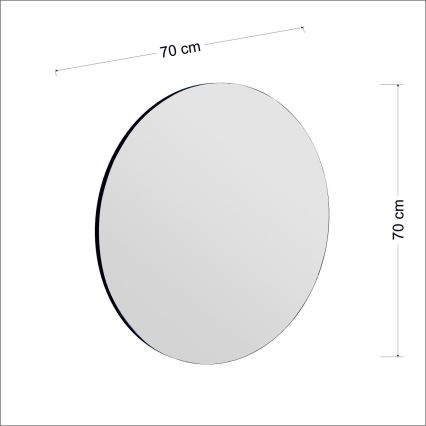 Seinäpeili ZEOS halkaisija 70 cm musta