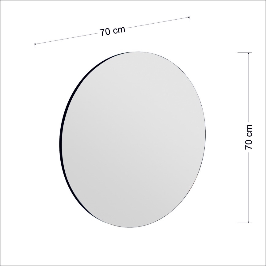 Seinäpeili ZEOS halkaisija 70 cm musta