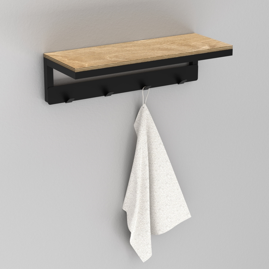 Seinäpyyhepidike hyllyllä 10x40 cm musta
