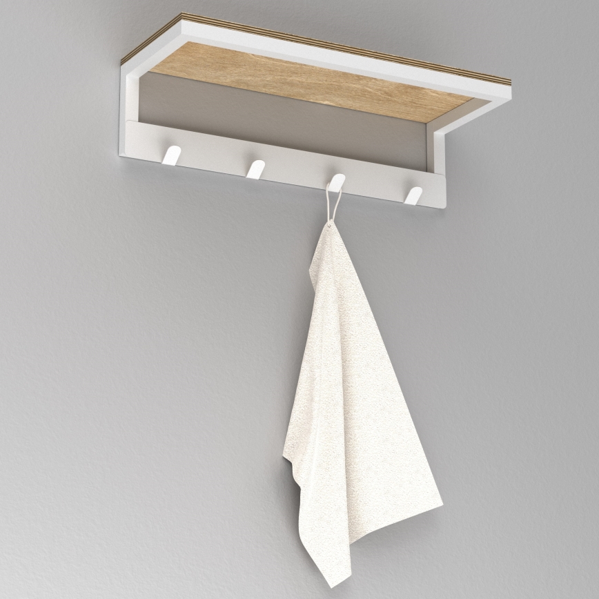 Seinäpyyhepidike hyllyllä 10x40 cm valkoinen