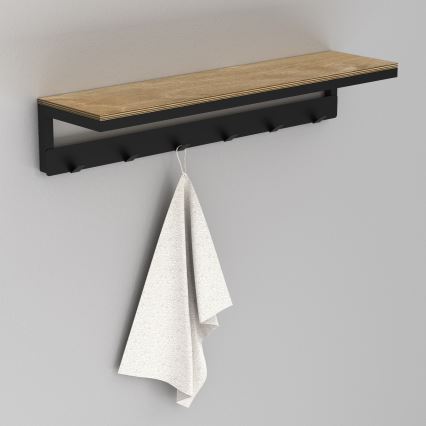 Seinäpyyhepidike hyllyllä 10x60 cm musta