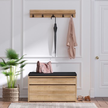 Seinäripustin BOBY 15x80 cm + kenkäkaappi 42x80 cm ruskea/musta