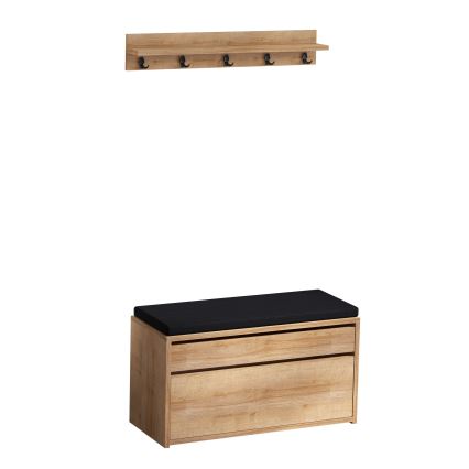Seinäripustin BOBY 15x80 cm + kenkäkaappi 42x80 cm ruskea/musta