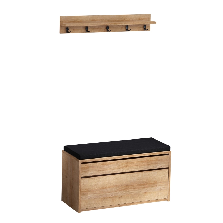 Seinäripustin BOBY 15x80 cm + kenkäkaappi 42x80 cm ruskea/musta