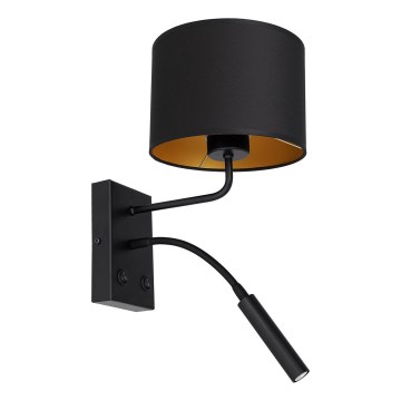 Seinävalaisin ARDEN 1xE27/60W/230V + 1xG9/8W musta/kulta