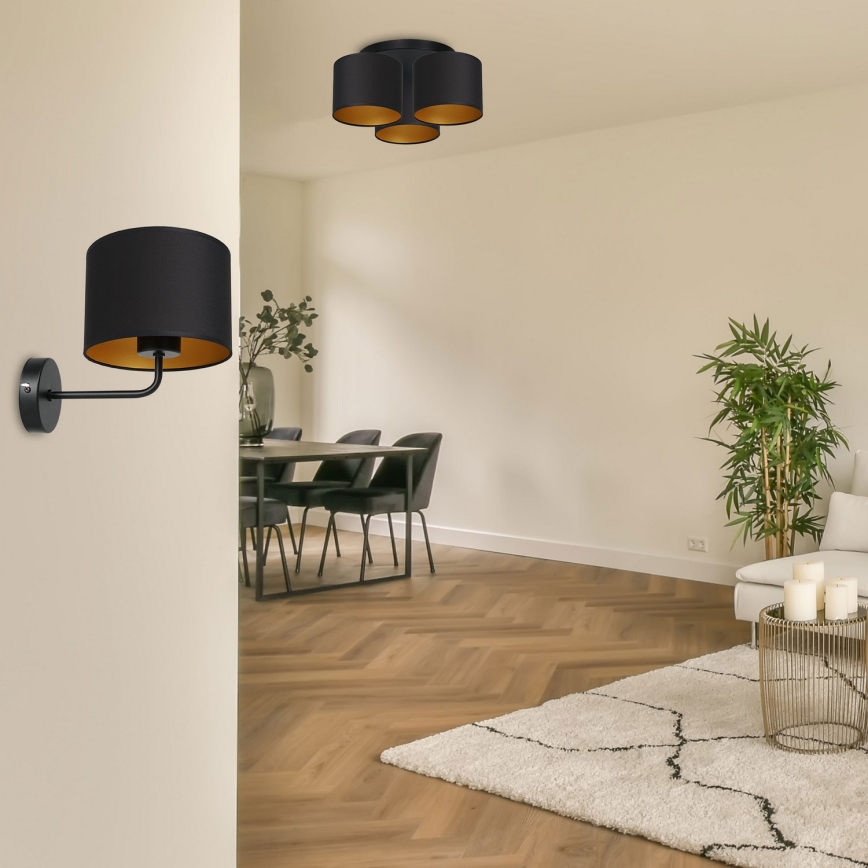 Seinävalaisin ARDEN 1xE27/60W/230V musta/kulta