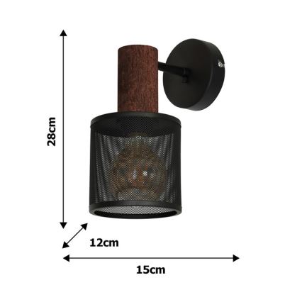 Seinävalaisin ARES BLACK 1xE27/60W/230V