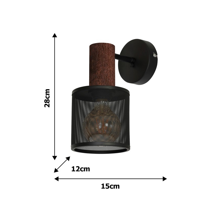 Seinävalaisin ARES BLACK 1xE27/60W/230V