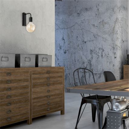 Seinävalaisin ASTRID 1xE27/60W/230V matta musta