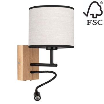 Seinävalaisin BOHO 1xE27/25W/230V + LED/1W/230V tammi - FSC-sertifioitu