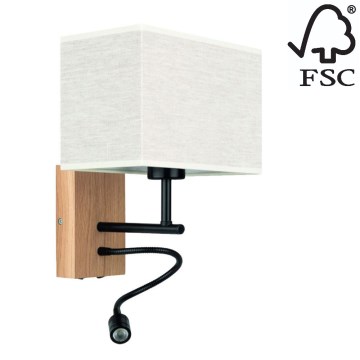Seinävalaisin BOHO 1xE27/25W + LED/1W/230V tammi – FSC sertifioitu