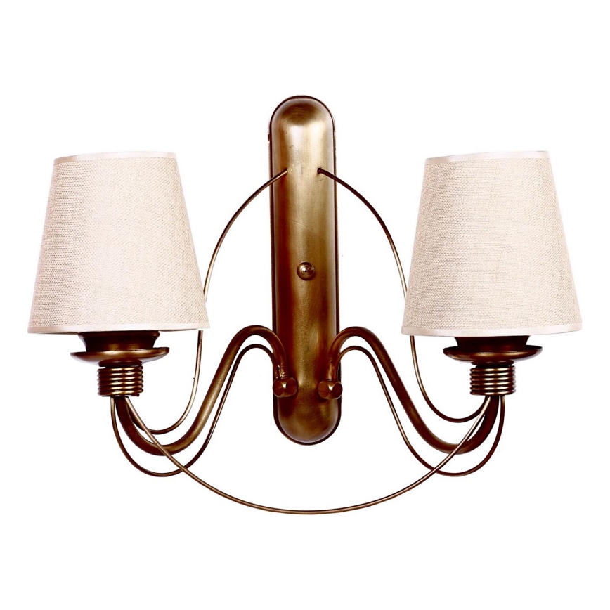 Seinävalaisin CLASSIC 2xE27/40W/230V pronssi/beige