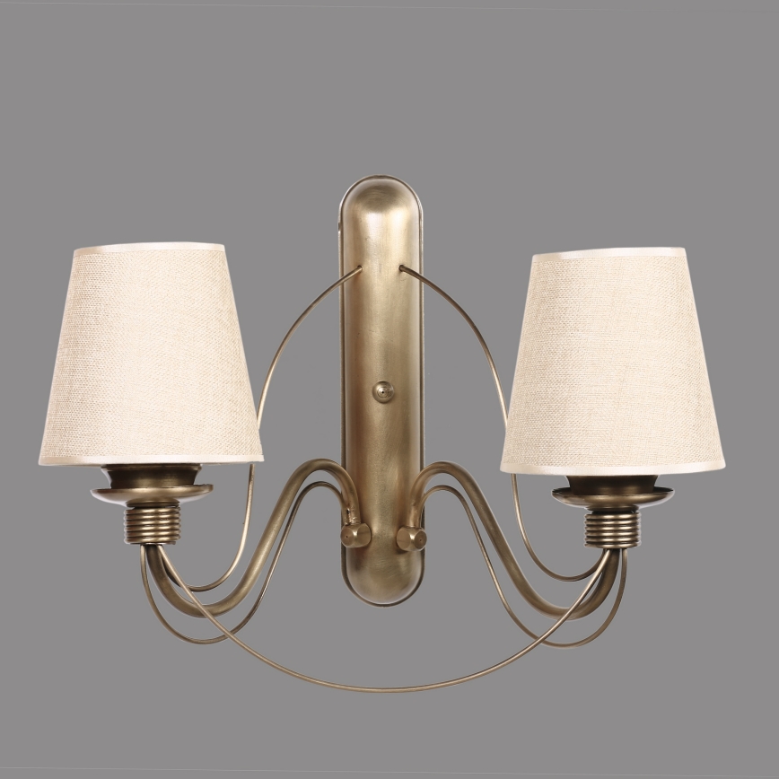 Seinävalaisin CLASSIC 2xE27/40W/230V pronssi/beige