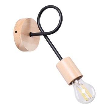 Seinävalaisin EMBER 1xE27/15W/230V musta/beige/pyökki