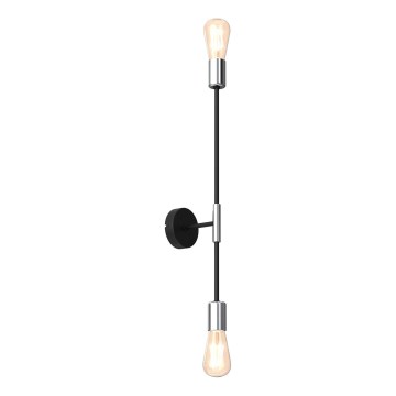 Seinävalaisin FLAME 2xE27/60W/230V musta/kiiltäväkromi