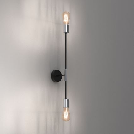 Seinävalaisin FLAME 2xE27/60W/230V musta/kiiltäväkromi