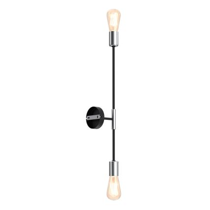 Seinävalaisin FLAME 2xE27/60W/230V musta/kiiltäväkromi